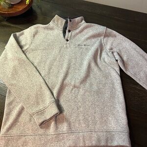 Eddie Bauer Gray Fleece-Lined Pullover